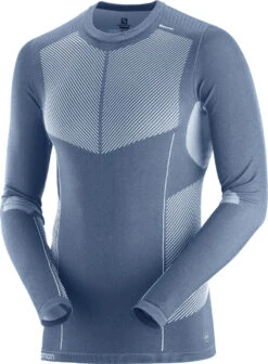 Salomon Primo Warm Seamless Tee Men -Skiudstyr Butik lc1405500 0 gho primowarmseamlesstee darkdenim hike m.jpg.cq5dam.web .1200.1200 2