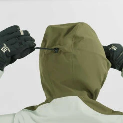 Salomon Stance 3L Jacket Women -Skiudstyr Butik lc1631100 3 mod stance3lshelljacket wroughtironolivenight hoodadjustment w 2