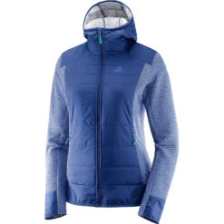 Salomon Right Nice Hybrid Hoodie W FW 17/18 -Skiudstyr Butik salomon w rightnicehybridhoodie medievalblue outdoor